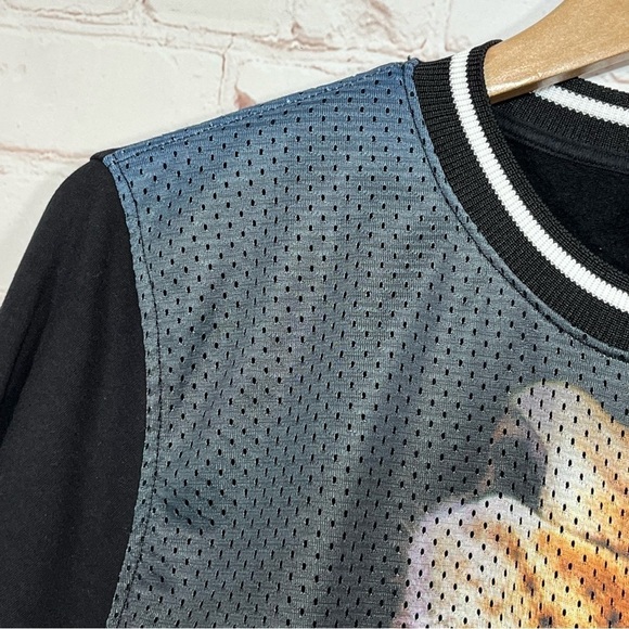 NAPPY TABS Sweatshirt Mens Small Black Lion Mesh Stretch Fleece Made In USA - Picture 6 of 11